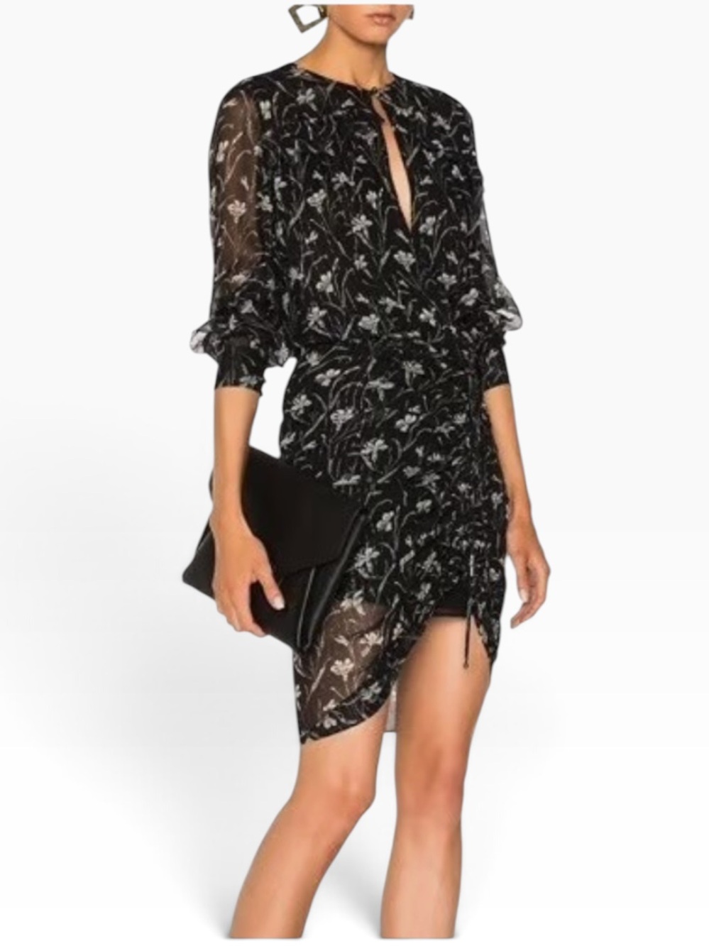 NWT Veronica Beard Fitzgerald Metallic Floral Silk Ruched Dress 10